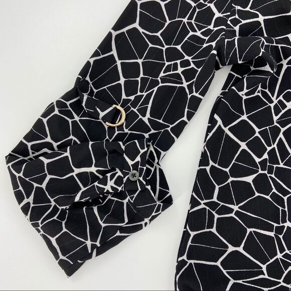 Jennifer Lopez Black Animal Print Drape Front Top NWT - Picture 4 of 14